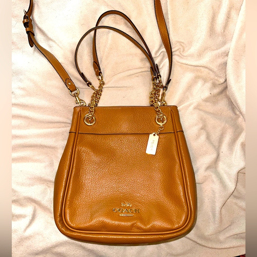 Coach Cammie chain bucket bag, brown.